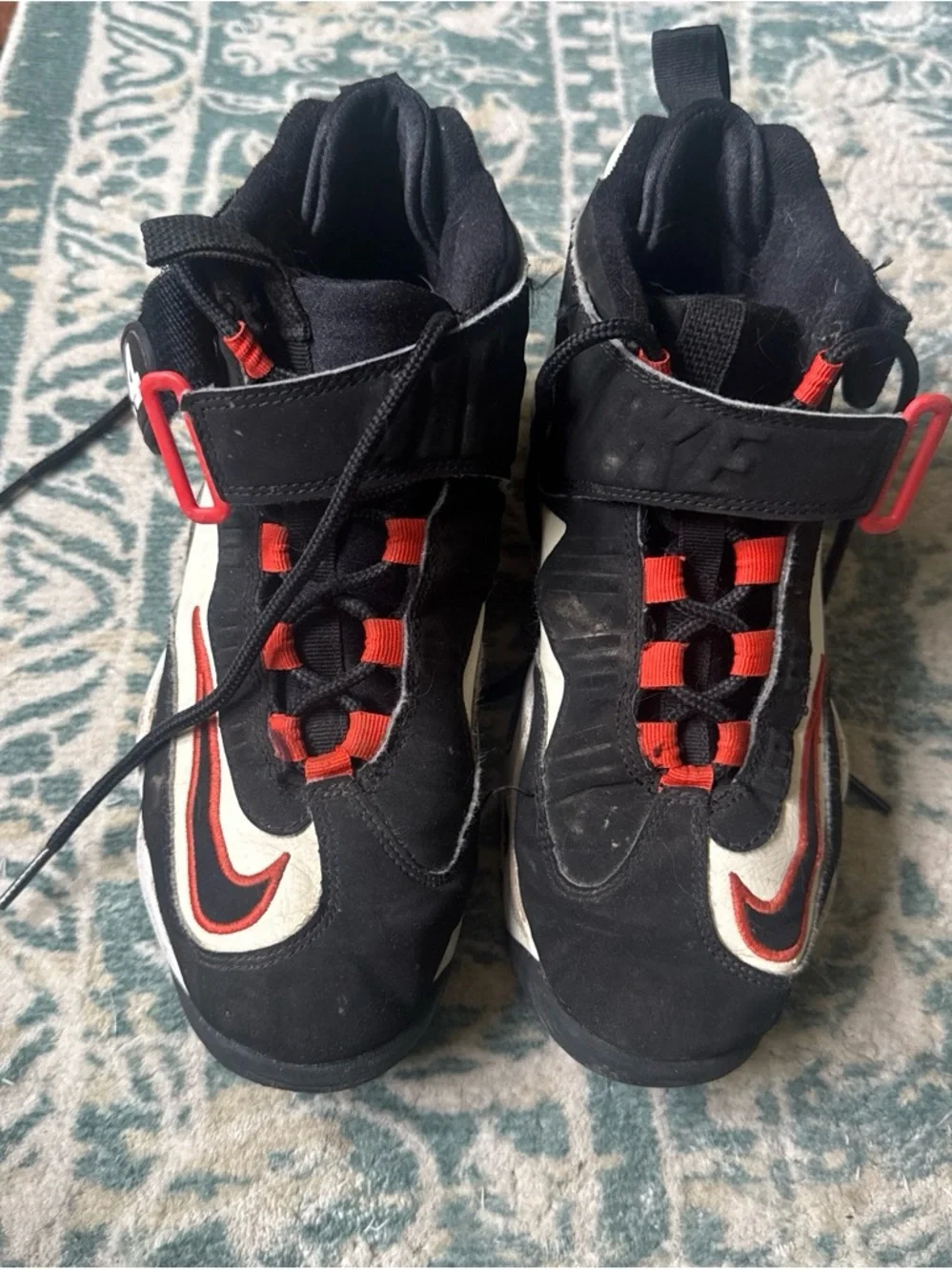 Nike Black White Red High-Top Basketball Sneakers